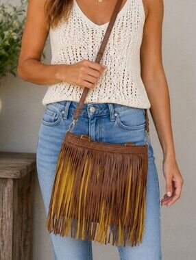 Brown Fringe Crossbody Bag